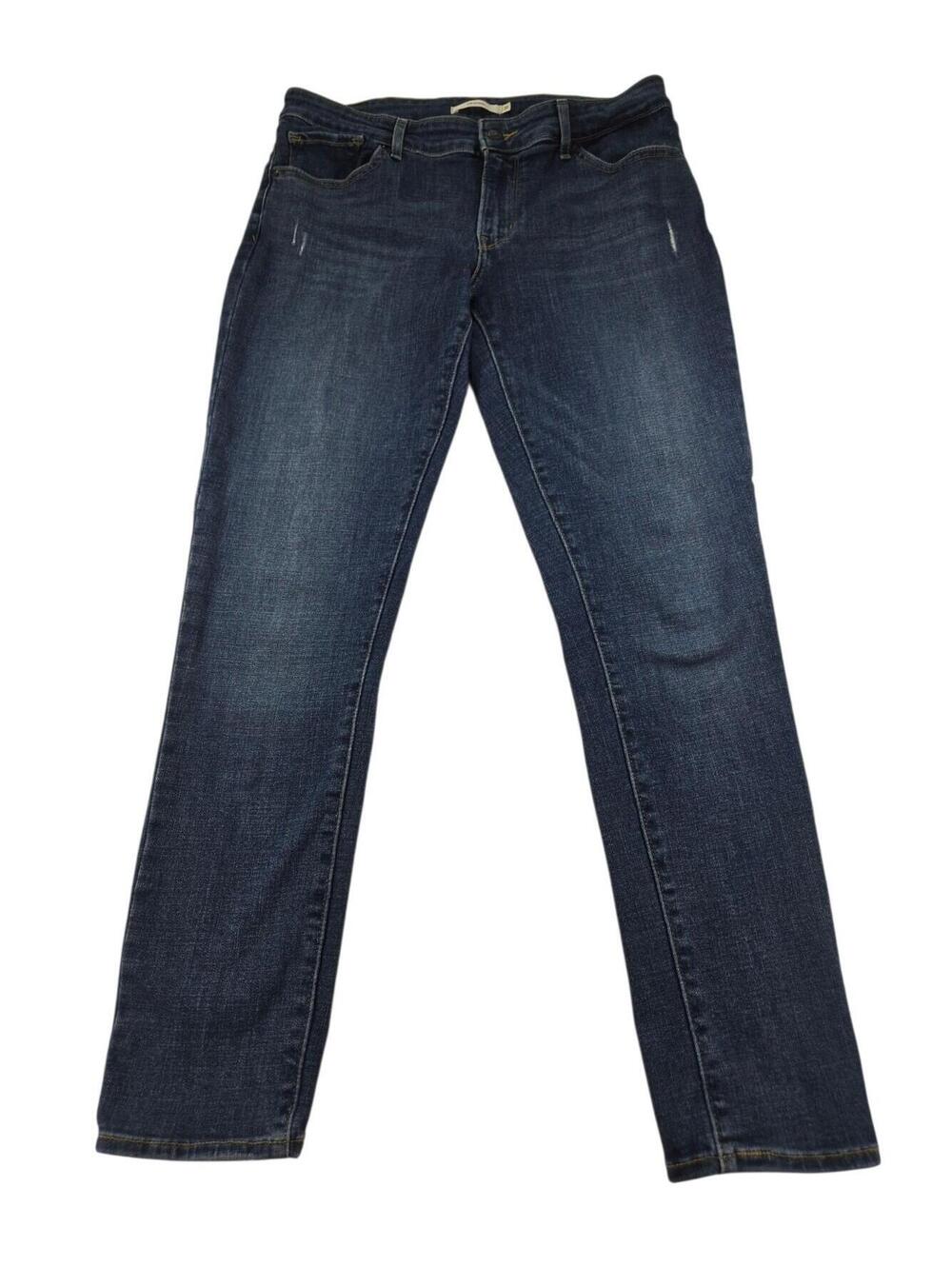Levis Womens 31 711 Skinny Jeans Medium Wash Distressed